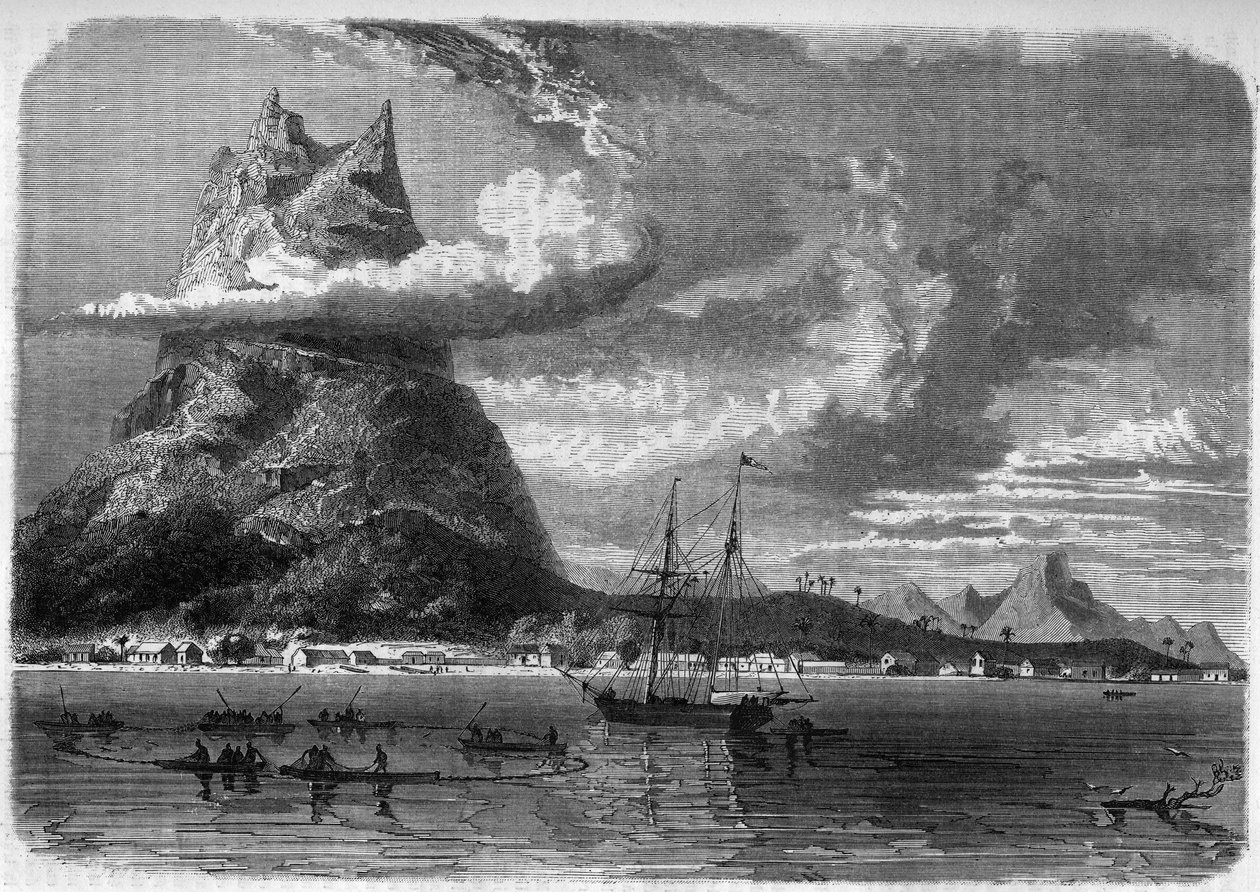 Ansicht von Bora Bora (Bora-Bora) in Polynesien Ende des 19. Jahrhunderts in „The Journal of Youth“ von 1888. von Unknown artist