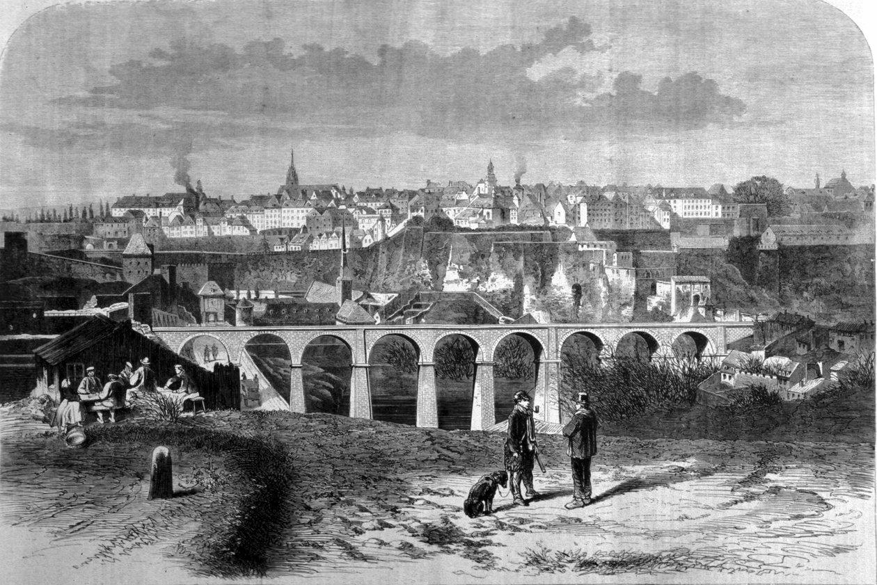 Ansicht der Stadt Luxemburg. Gravur aus dem 19. Jahrhundert von Unknown artist