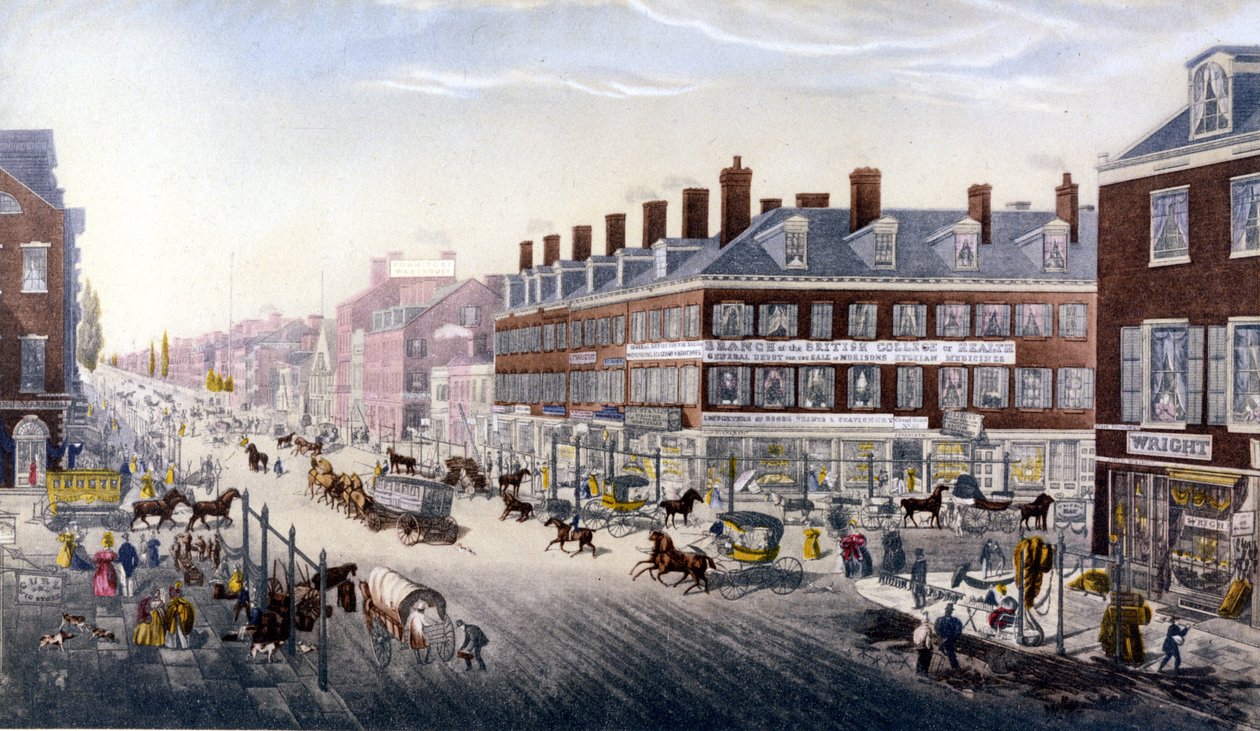 Ansicht von New York: Broadway. Gravur von 1840 von Unknown artist