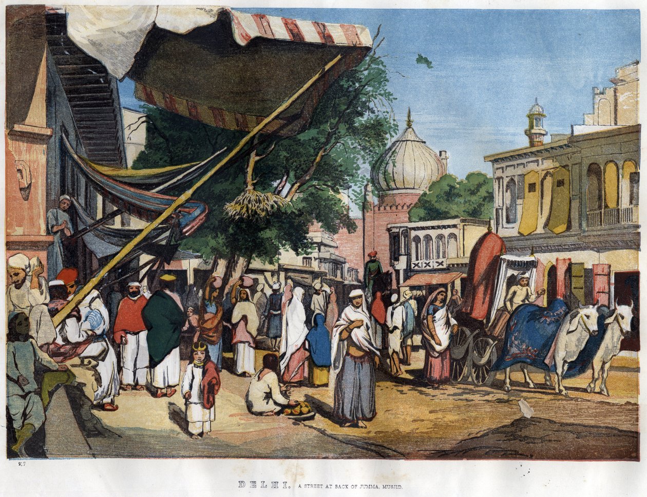 Ansicht der Stadt Neu-Delhi in der Nähe der Moschee Juma Masjid, Indien im Jahr 1857 in „The Illustrated London News“ (28. November 1857). von Unknown artist