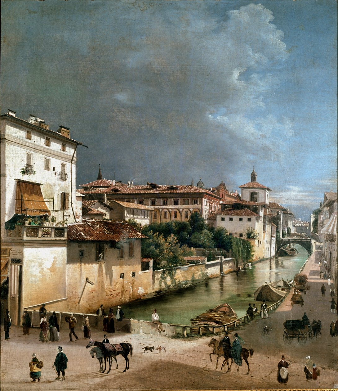Ansicht des Kanals zwischen der Porta Romana-Brücke und der Krankenhausbrücke in Mailand von Unknown artist