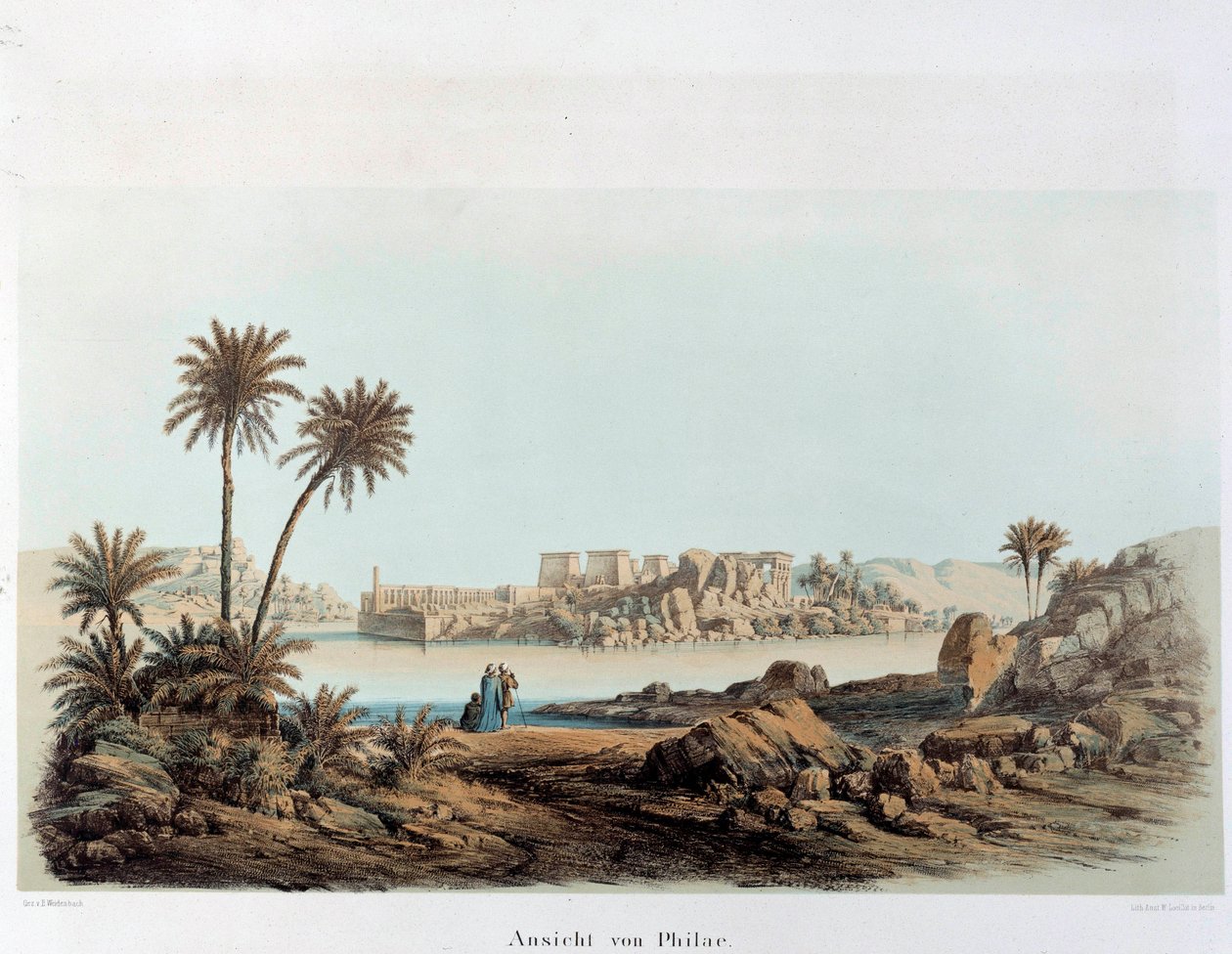 Ansicht der Insel Philae in Ägypten. 19. Jahrhundert Paris, Collège de France von Unknown artist