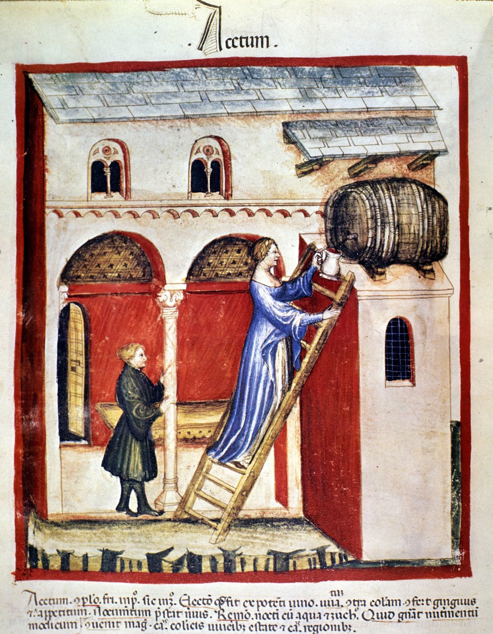 Essigproduktion. Illustration aus dem Tacuinum sanitatis von Unknown artist