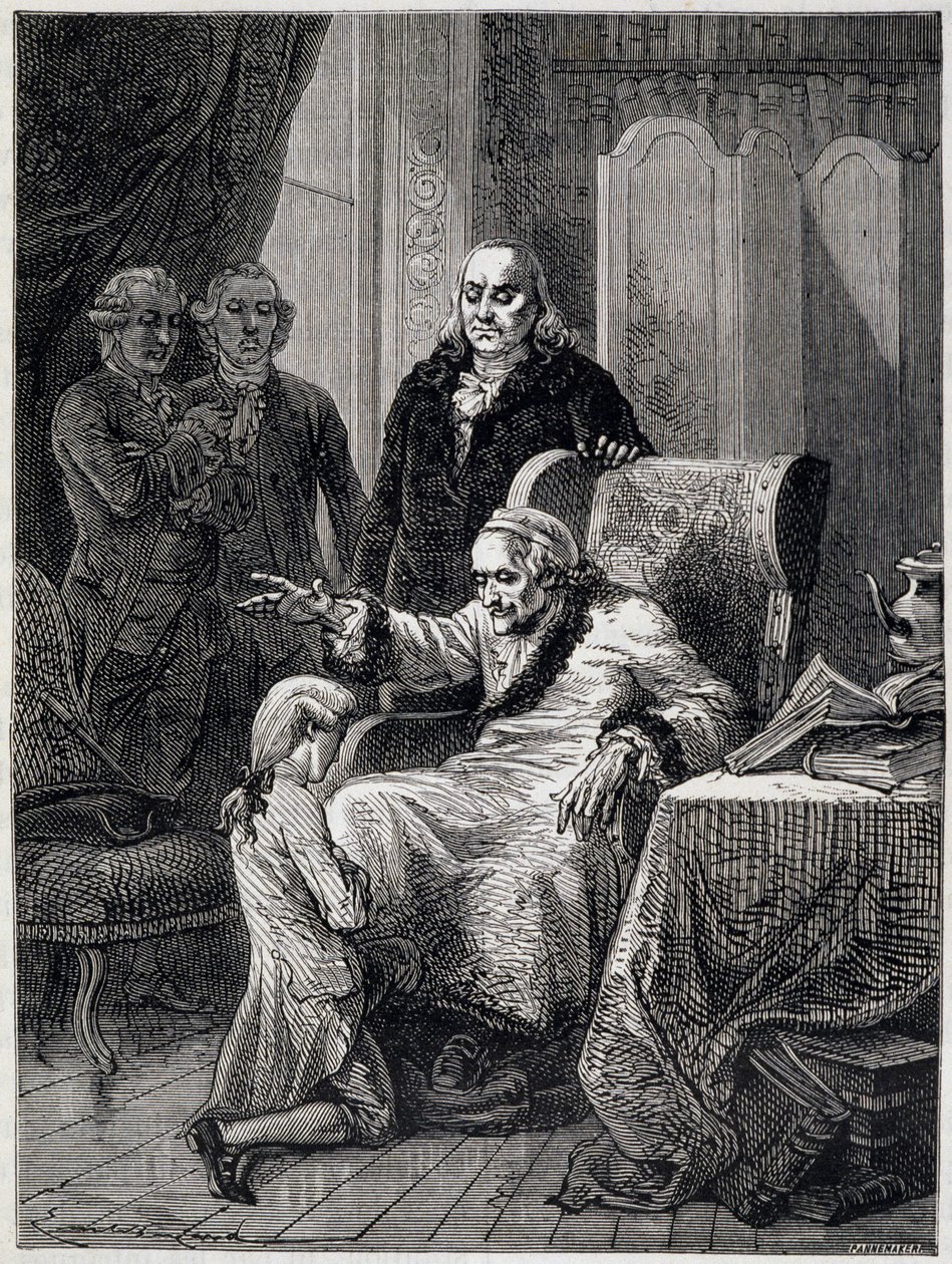 Voltaire unterweist Franklins Enkel - in „L