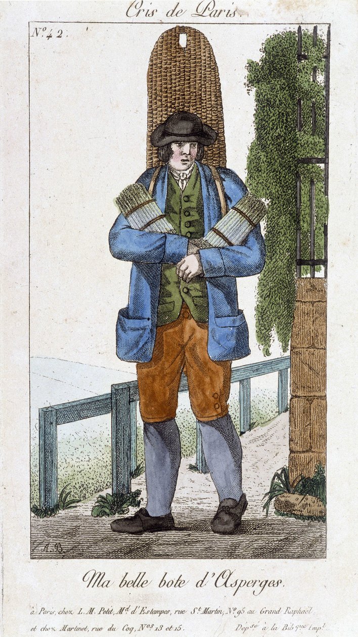 Wanderhändler von Spargelstiefeln - in „Cris de Paris“, Anfang 19. Jahrhundert von Unknown artist
