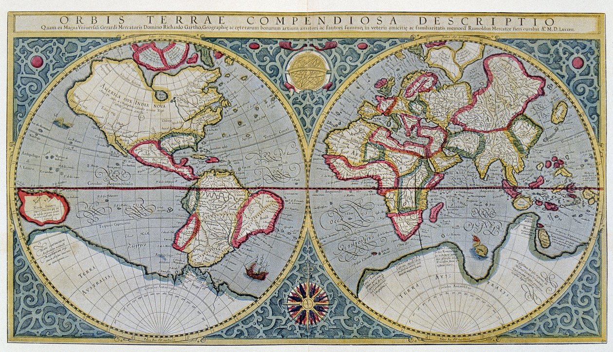 Weltkarte von Mercator (1587) von Unknown artist