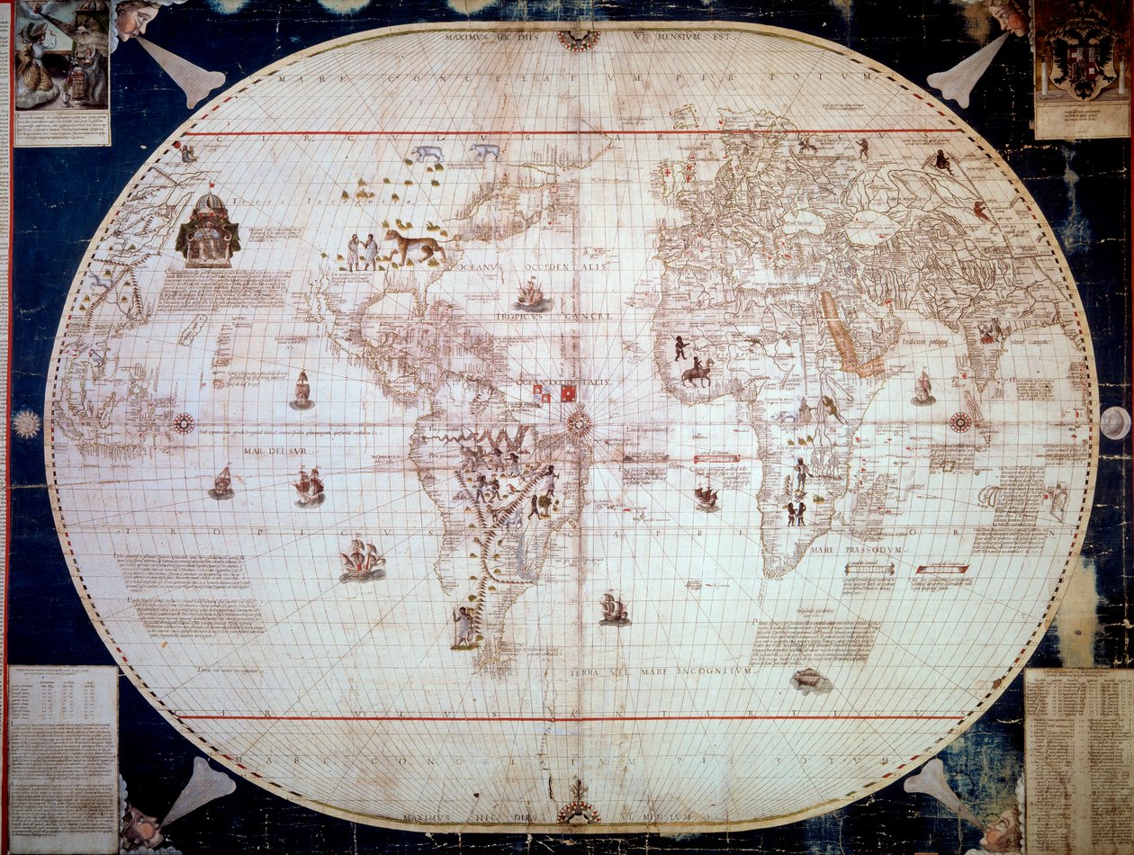 Weltkarte des Navigators Sebastiano Caboto (Sebastien Cabot) 1544 von Unknown artist