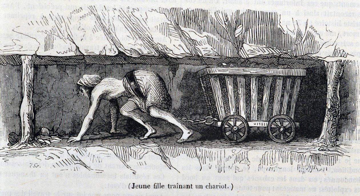Junges Mädchen arbeitet in den Kohleminen in England von Unknown artist