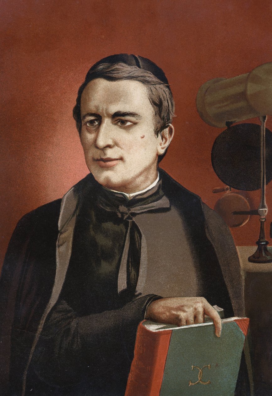 Porträt von Angelo Secchi, italienischer Astronom (1818 - 1878), Begründer der Spektroskopie. basierend auf hombres y Mujeres celebres. Barcelona 1877. von Unknown artist