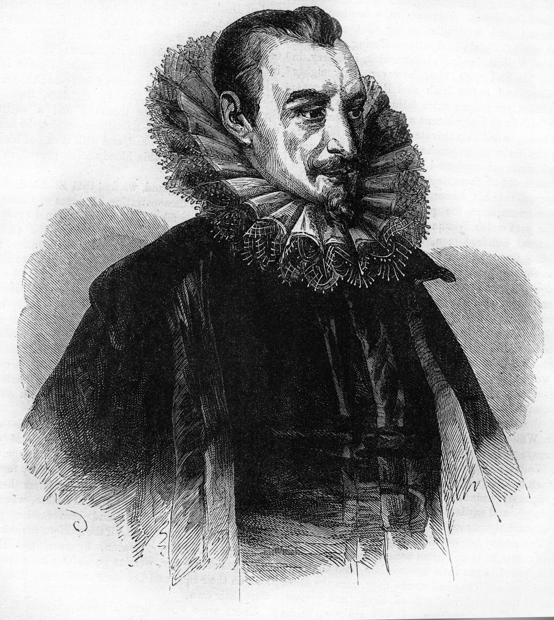Porträt von Edmund Spenser, englischer Dichter (1552-1599). Gravur nach „History of England“ von William Howitt von Unknown artist