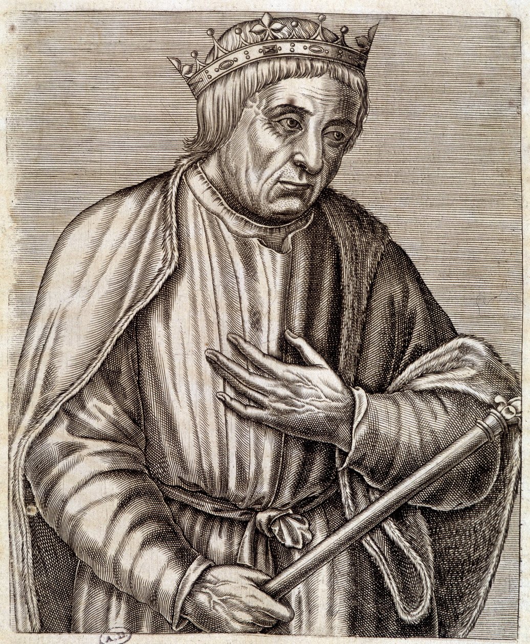 Porträt des Königs von Polen Kasimir III. der Große. 1310-1370. Kupferstich des 17. Jahrhunderts von Unknown artist