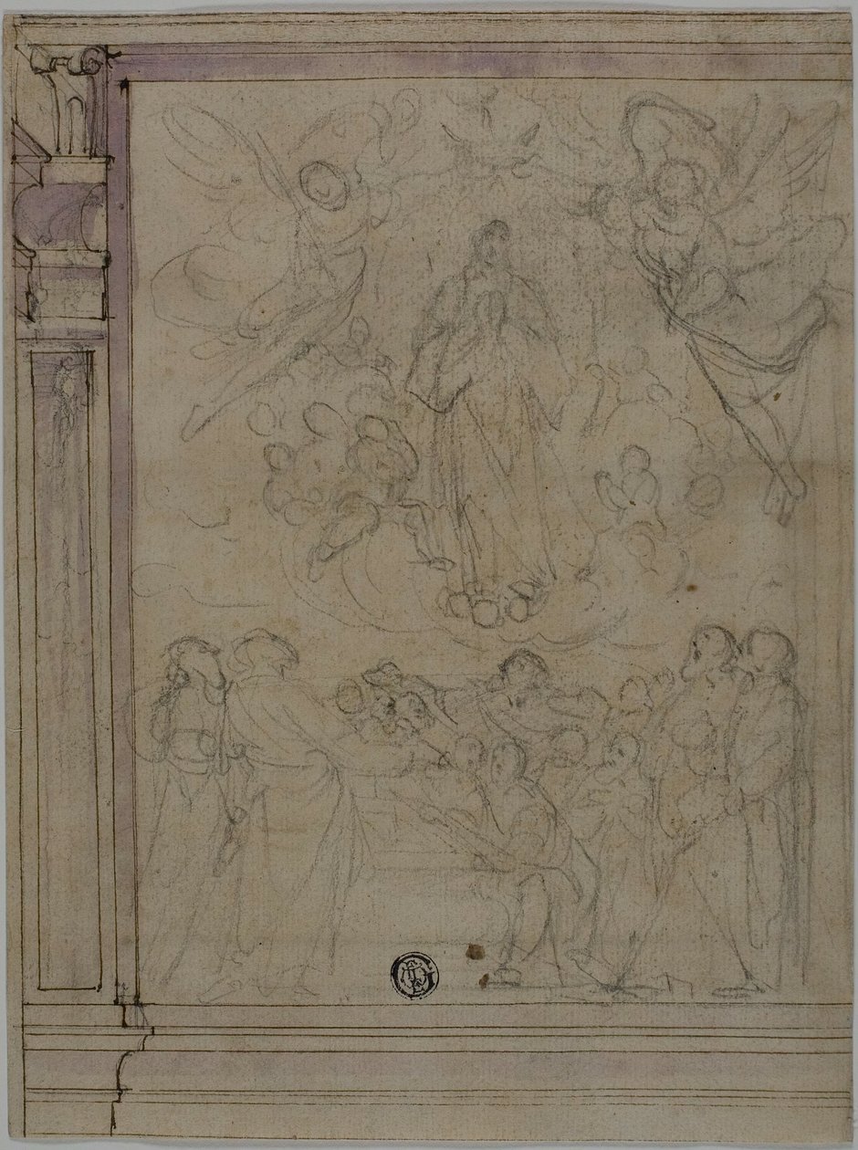 Mariä Himmelfahrt (recto); Skizzen von architektonischen Details (verso) von Unknown Florentine