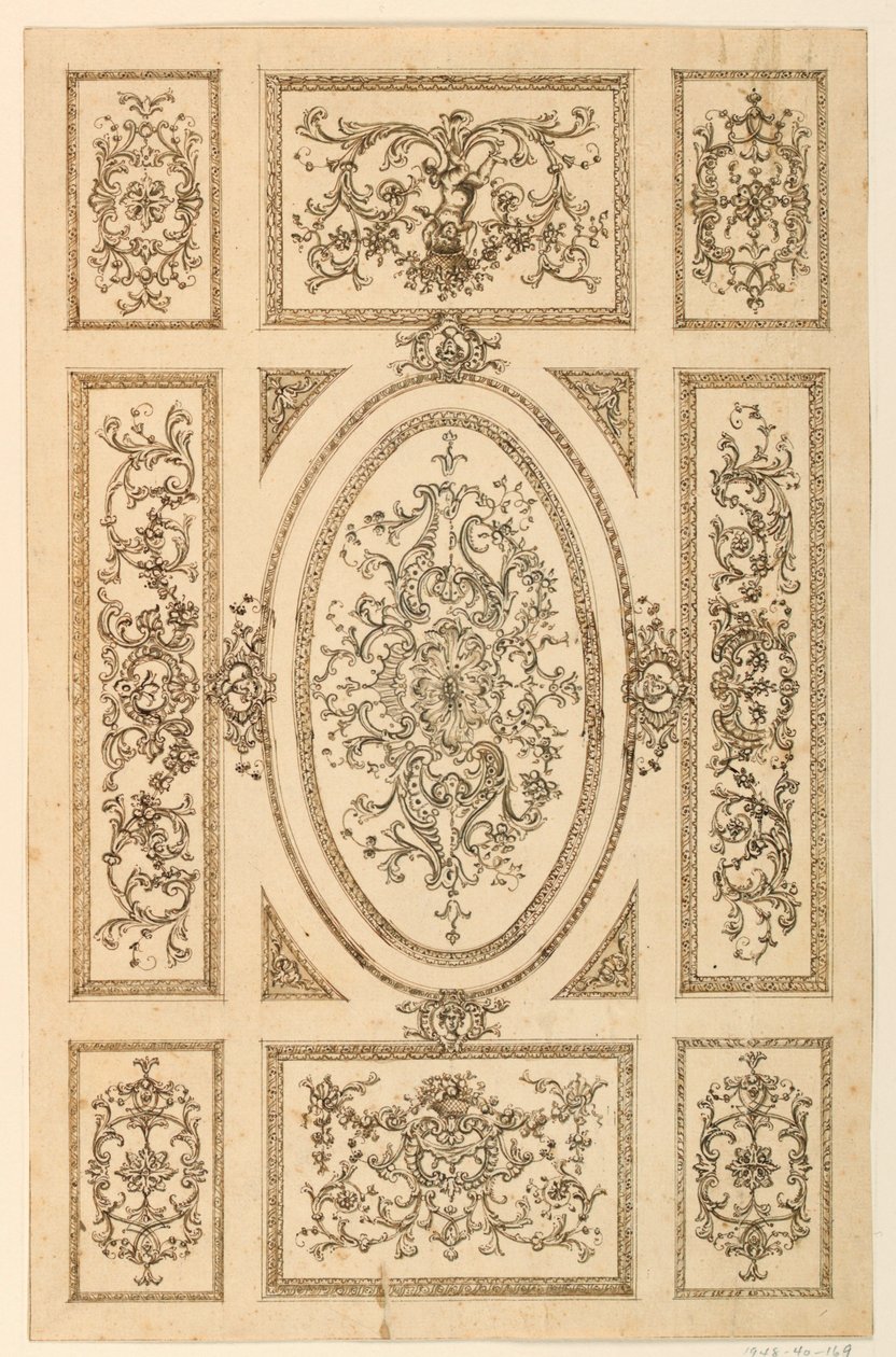 Zeichnung, Deckendesign, ca. 1750 von Unknown artistUnknown artist