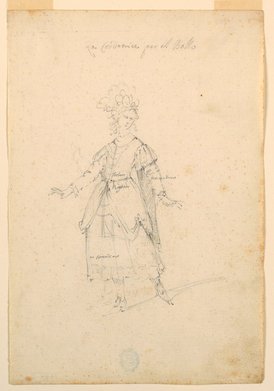 Kostümentwurf: Eine Sängerin für ein Ballett, ca. 1720 von Unknown artistUnknown artist