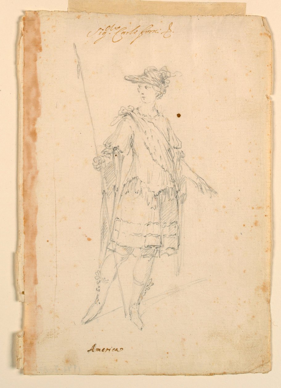 Kostümentwurf: Amerika für ein Ballett, ca. 1720 von Unknown artistUnknown artist