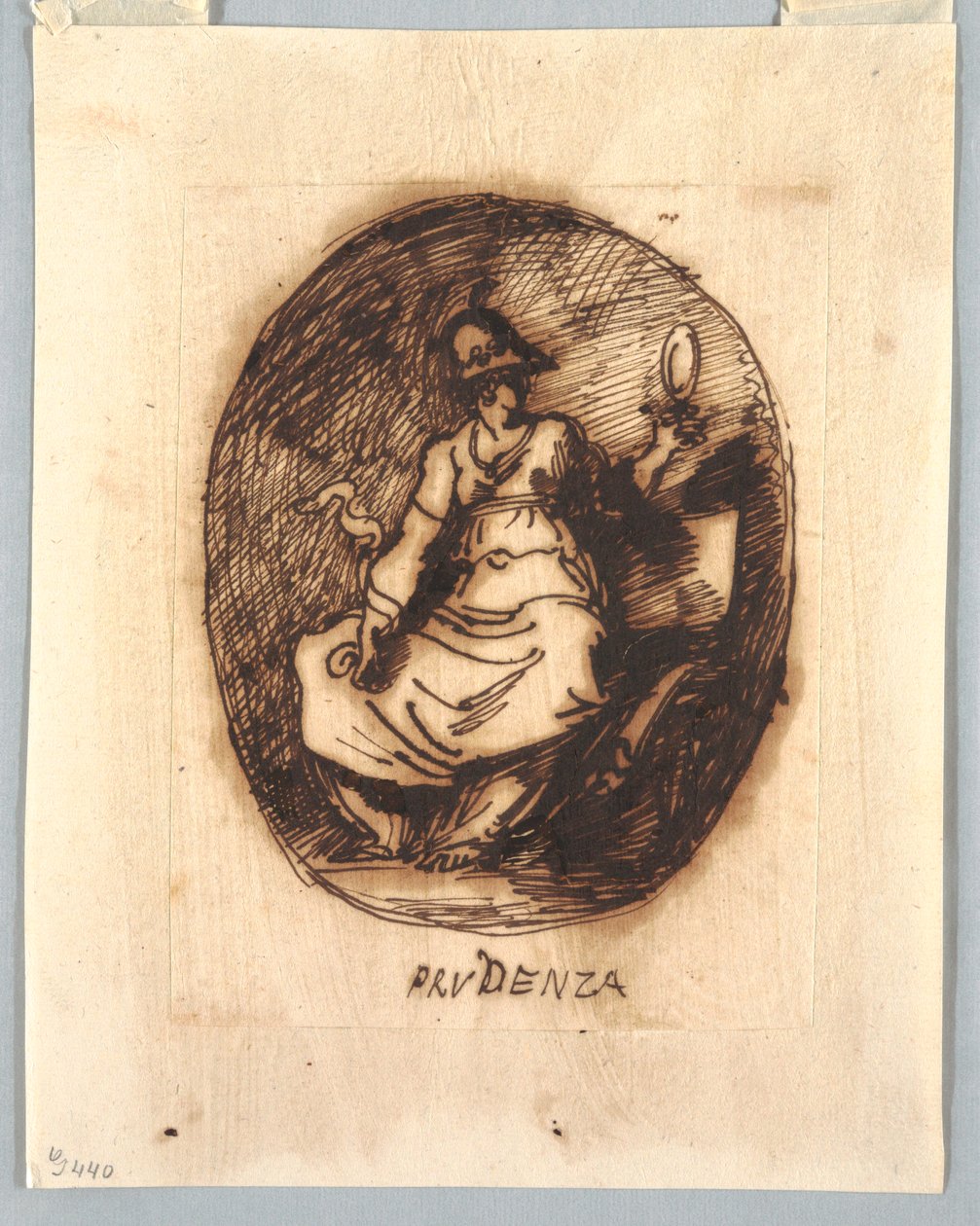 Zeichnung, Dekoratives Projekt mit Klugheit im Oval, ca. 1780 von Unknown artistUnknown artist