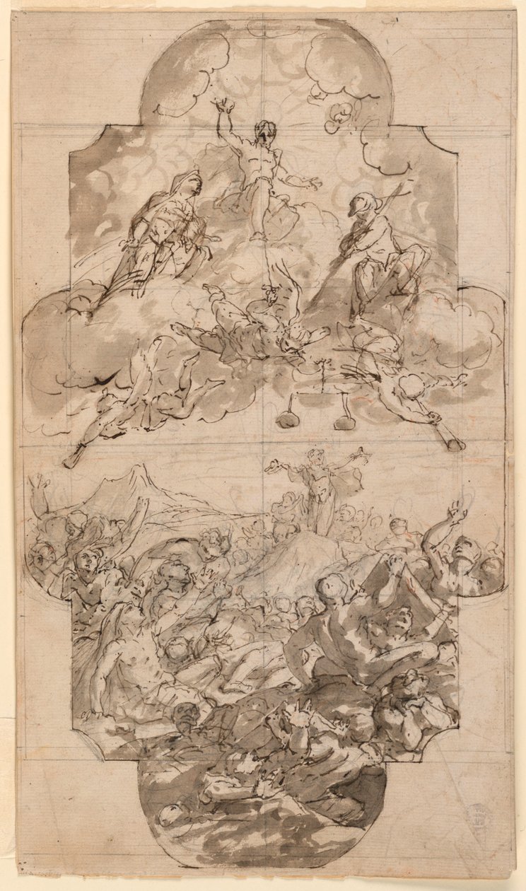 Zeichnung, Entwurf für eine Kirchendecke, 1700–1750 von Unknown artistUnknown artist