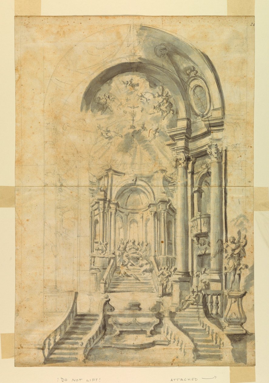 Zeichnung, Entwurf für ein Kirchenfest-Setting, ca. 1700 von Unknown artistUnknown artist