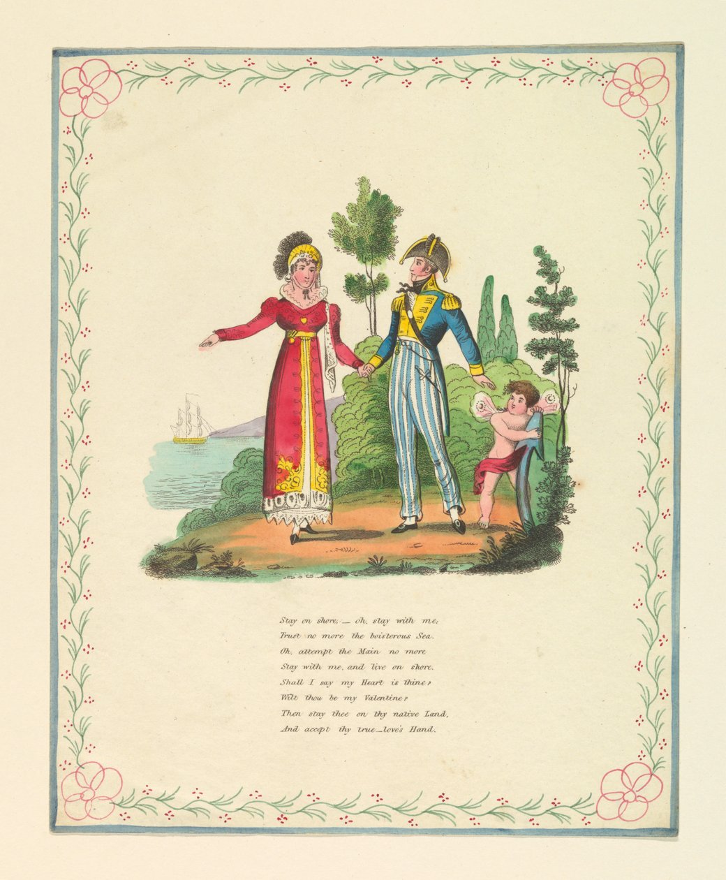 Grußkarte, "Bleib an Land, - oh, bleib bei mir...", ca. 1821 von Unknown artistUnknown artist