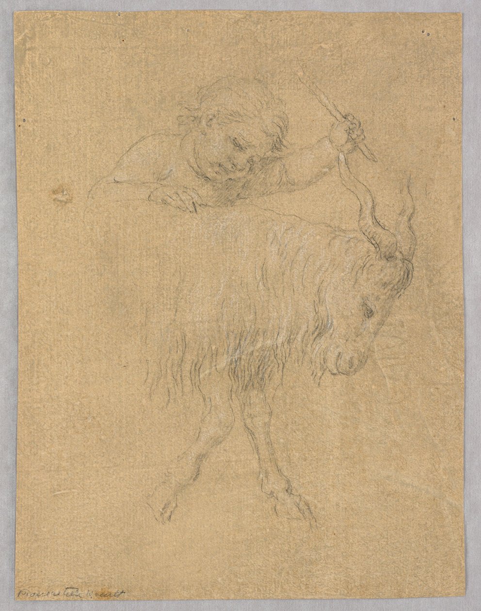 Ein Junge, der eine Ziege treibt von Unknown artist