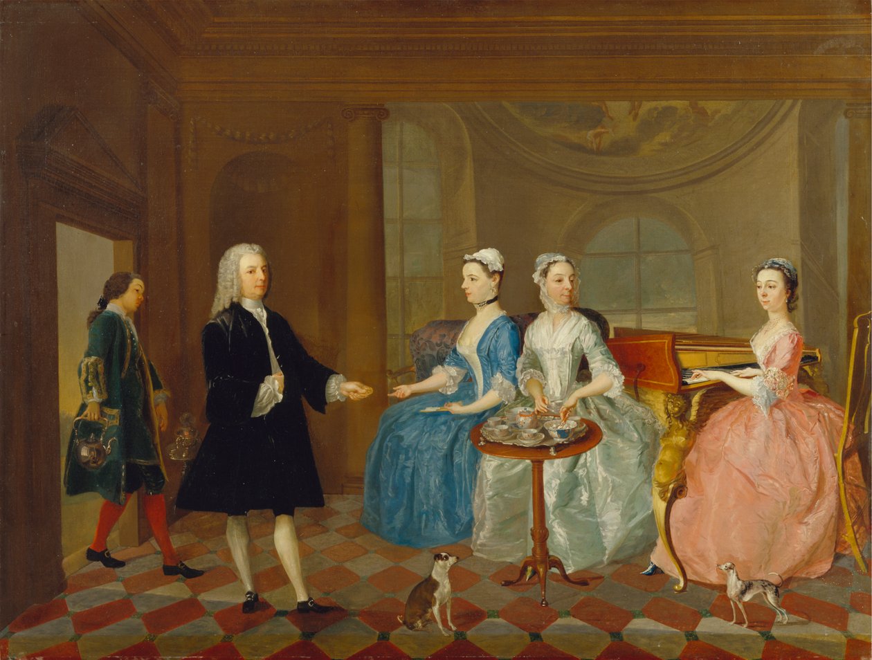 Eine Familie wird mit Tee bedient, möglicherweise die Familie Carter von Unknown artist