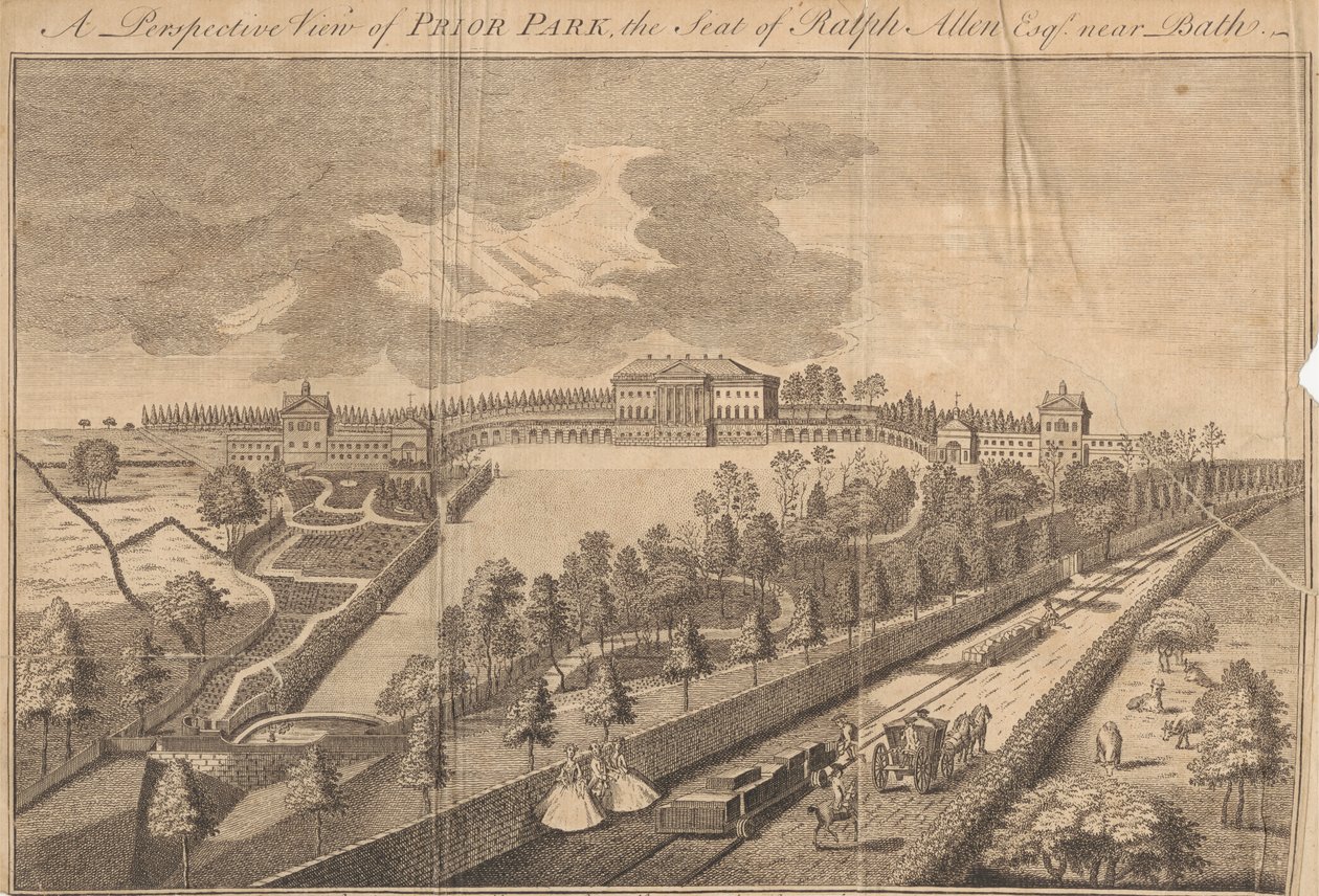 Eine perspektivische Ansicht von Prior Park, dem Sitz von Ralph Allen Esq. in der Nähe von Bath von Unknown artist