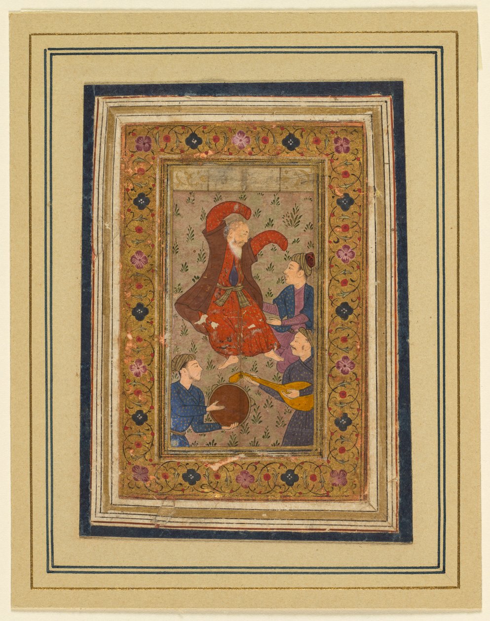 Ein tanzender Derwisch und drei Musiker, aus einem Divan (Gesammelte Gedichte) von Urfi (Persisch, 1555–1591) von Unknown artist