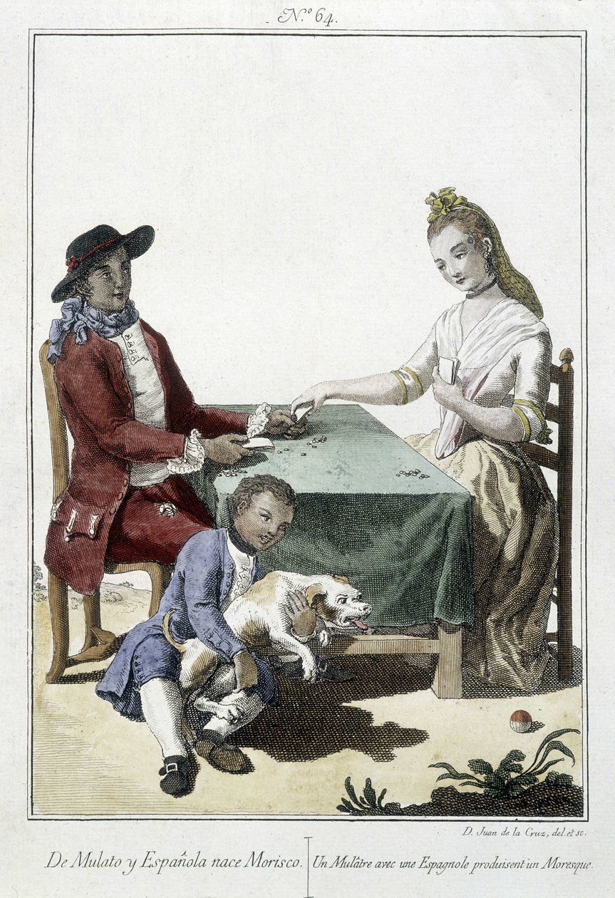 Ein Mulatte und ein Spanier zeugen einen Mauren - Gravur von Unknown artist