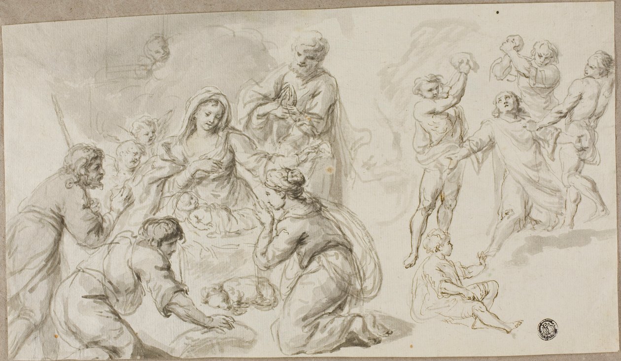 Anbetung der Hirten; Steinigung des Heiligen Stephanus von Unknown artist