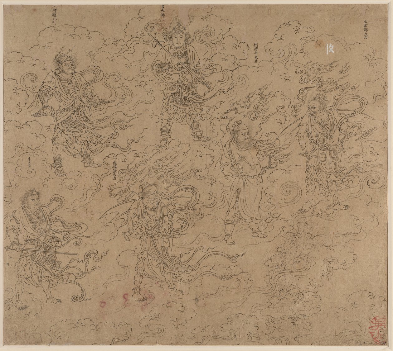 Album mit daoistischen und buddhistischen Themen: Prozession daoistischer Gottheiten: Blatt 19 von Unknown artist