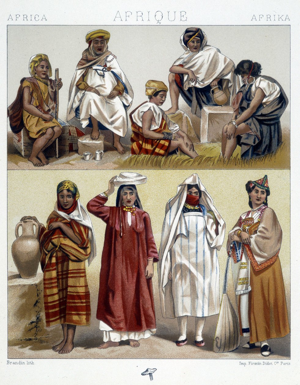 Algerien und Tunesien, Volkskostüme - in „Le costume historique“ von Racinet von Unknown artist