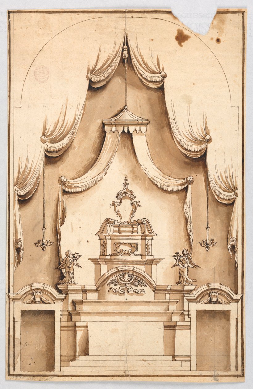 Ein Altar mit einer Struktur zur Ausstellung eines Kreuzes, wahrscheinlich ein Heiliges Grab von Unknown artist