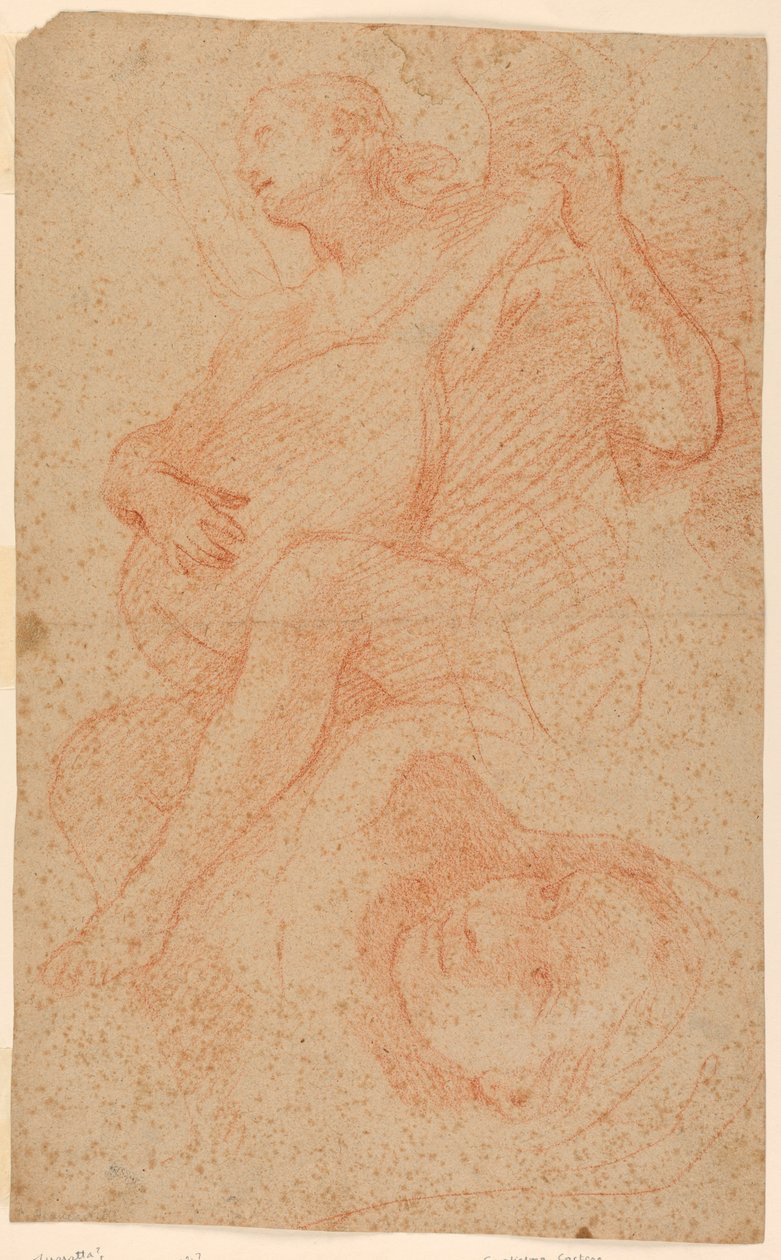 Engel spielt Laute; Rückseite Engel mit Kreuz von Unknown artist