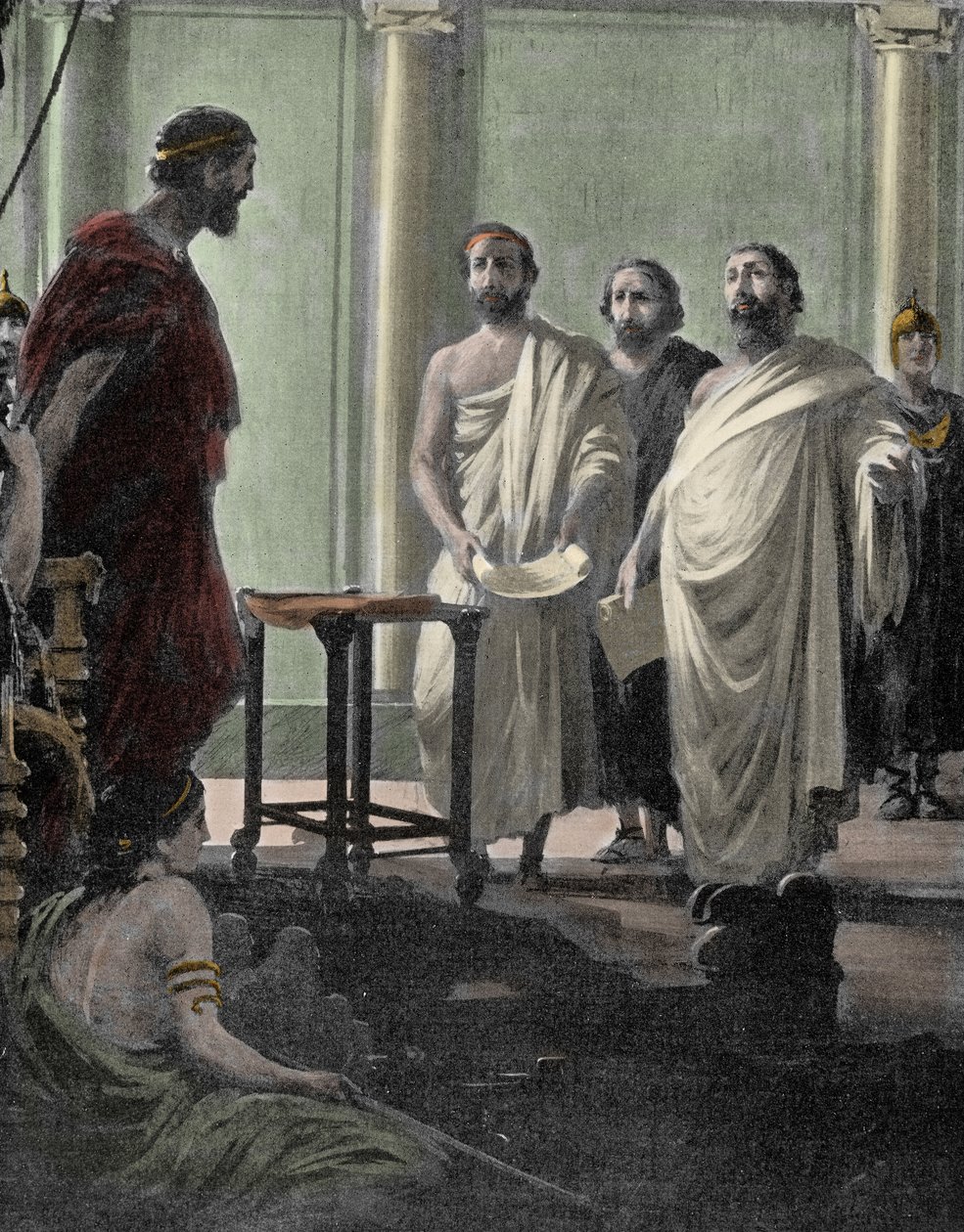 Athenischer General und Politiker Alkibiades (450 v. Chr.-404 v. Chr.), Schüler von Perikles und Sokrates, 407 von der demokratischen Regierung in Athen nach seinem Exil zurückgerufen. Gravur aus dem 19. Jahrhundert von Unknown artist