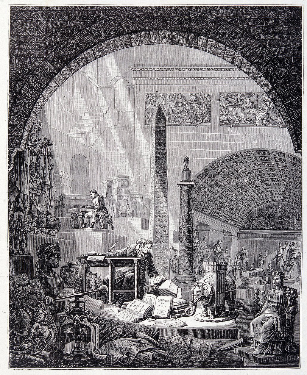 Baron Dominique Vivant-Denon in seinem Büro, umgeben von Kunstgegenständen und Napoleon von Unknown artist
