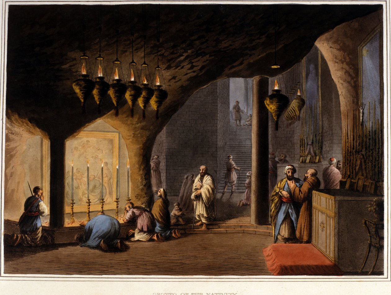 Bethlehem (Westjordanland): Die Geburtsgrotte. 19. Jahrhundert. von Unknown artist