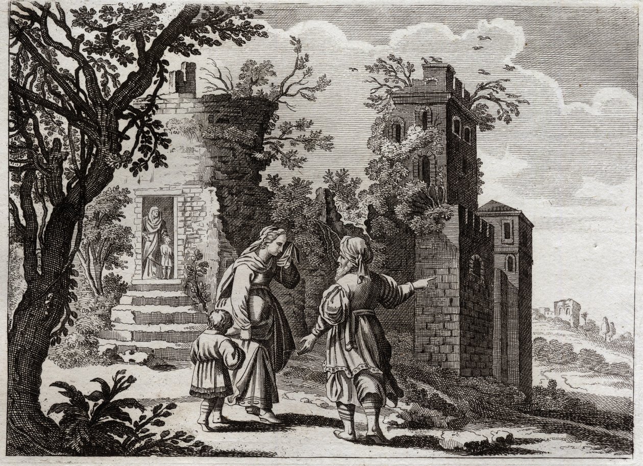 Bibel von Royaumont, Altes Testament: Ismael jagt. Als Sarah sah, dass Ismael, der Sohn von Agar (Hagar), den kleinen Isaak schlecht behandelte, bat sie Abraham, sie mit ihrem Sohn zurückzuschicken, damit Isaak der einzige Erbe gemäß den Verheißungen Gotte von Unknown artist