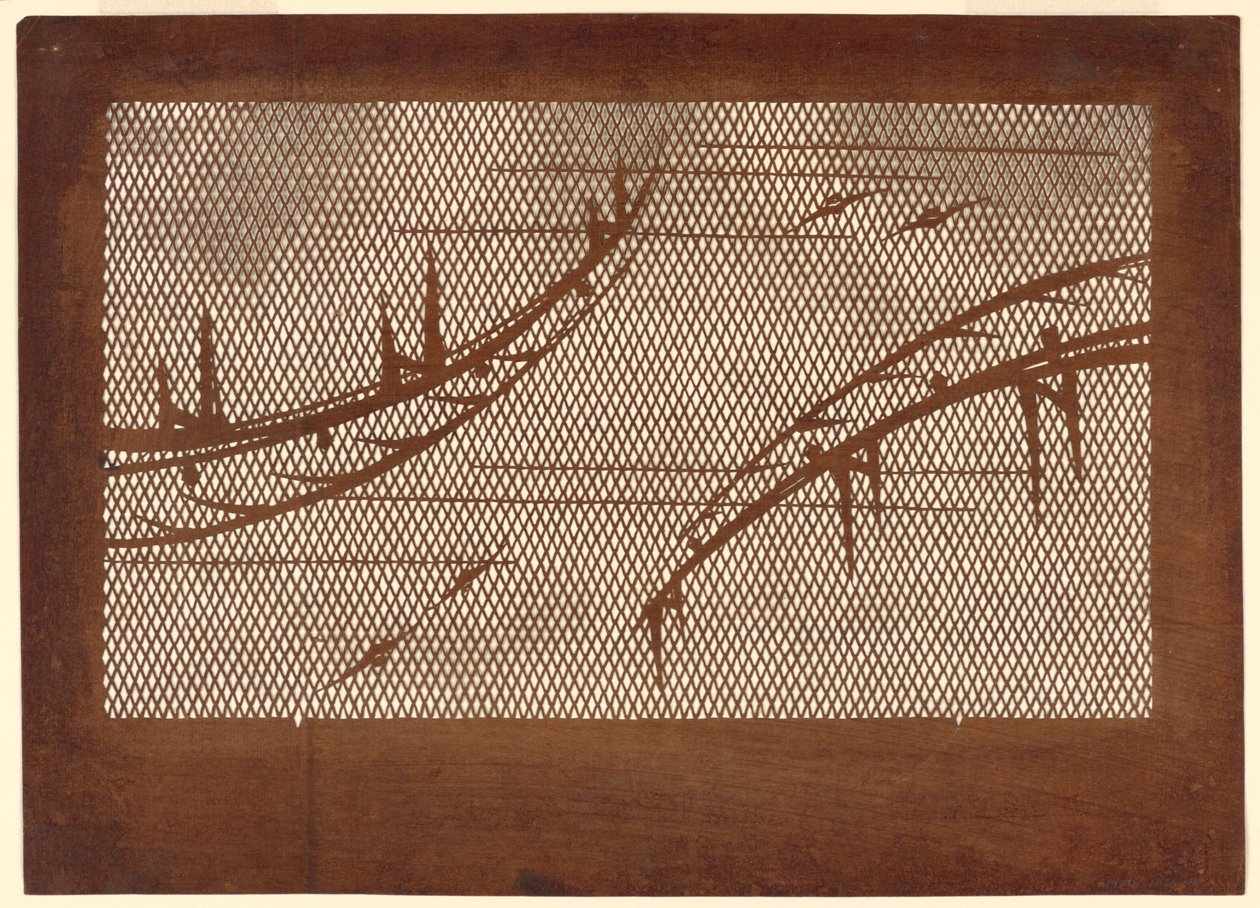 Brücken und Fledermäuse auf Gitter von Unknown artist
