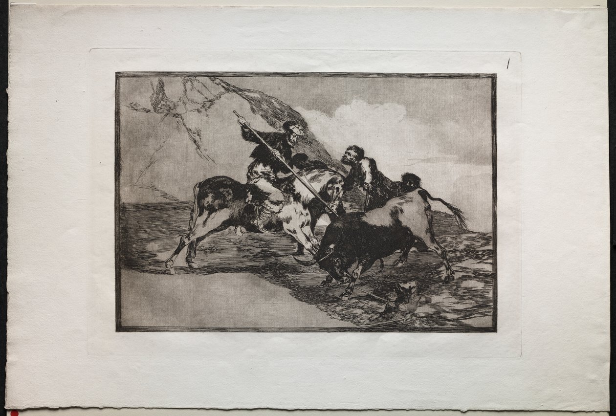 Stierkämpfe: Die Art und Weise, wie die alten Spanier Stiere zu Pferd auf freiem Feld jagten von Unknown artist