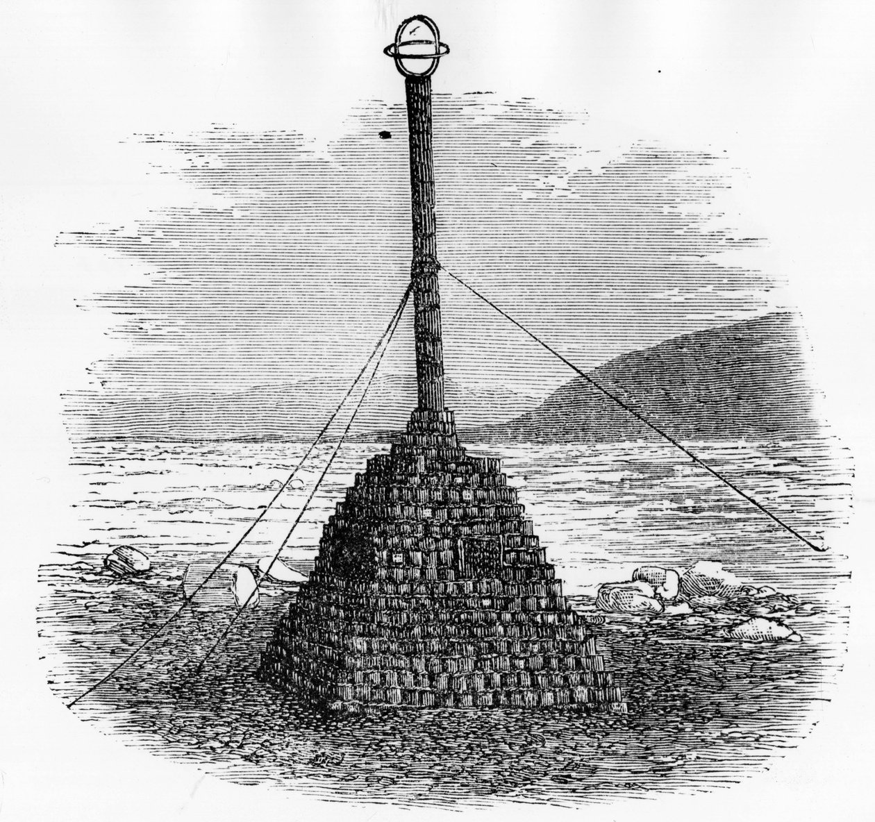 Steinhaufen und Briefkasten am Nordpol - Georges S. Nares, Eine Reise zum Polarmeer, Paris: Hachette von Unknown artist