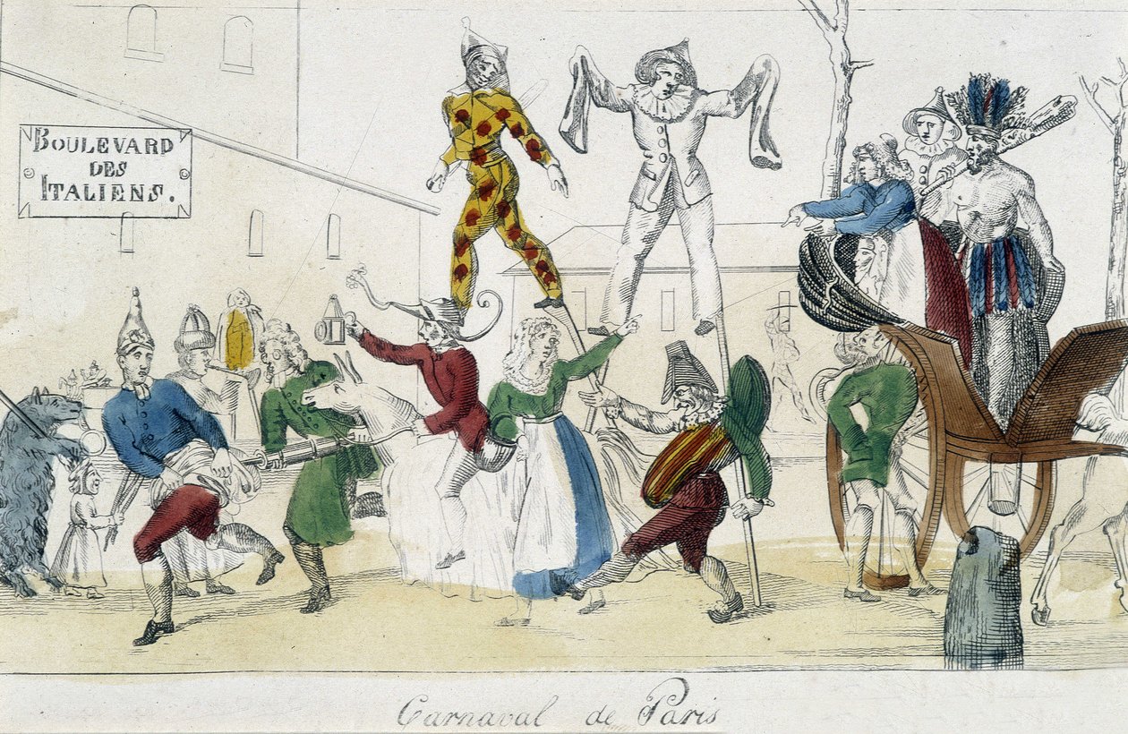 Karneval von Paris, Boulevard des Italiens - 18. Jahrhundert Gravur, Carnavalet von Unknown artist