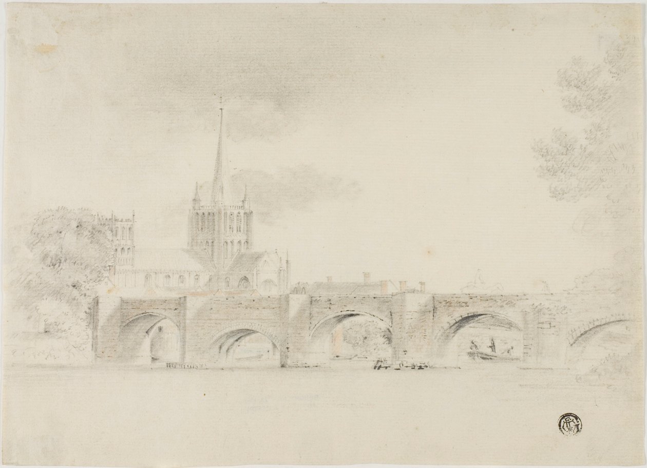 Kathedrale und Brücke, Hereford von Unknown artist
