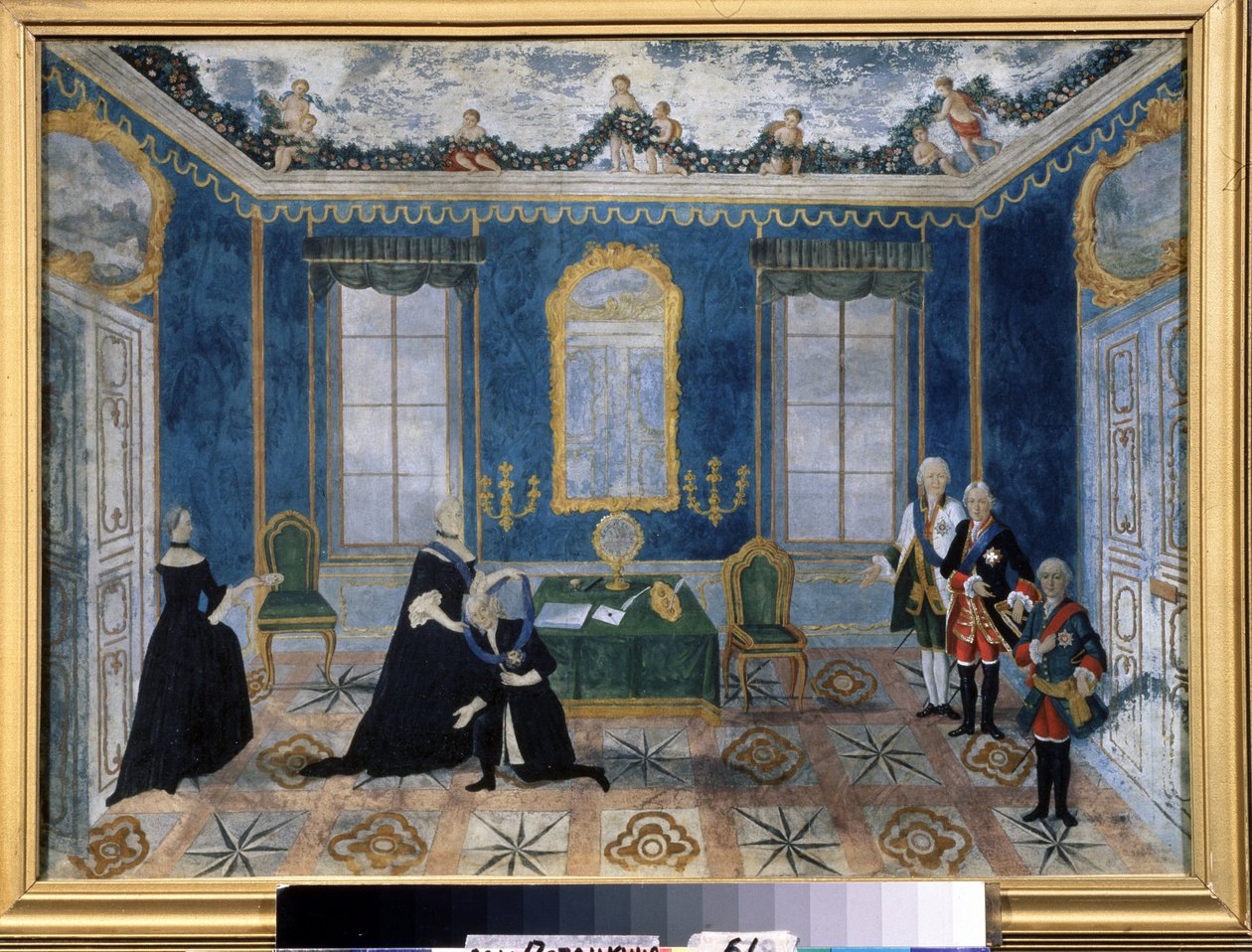Katharina II. von Russland ruft Kanzler Alexej Bestuschew-Rjumin an den Hof zurück von Unknown artist