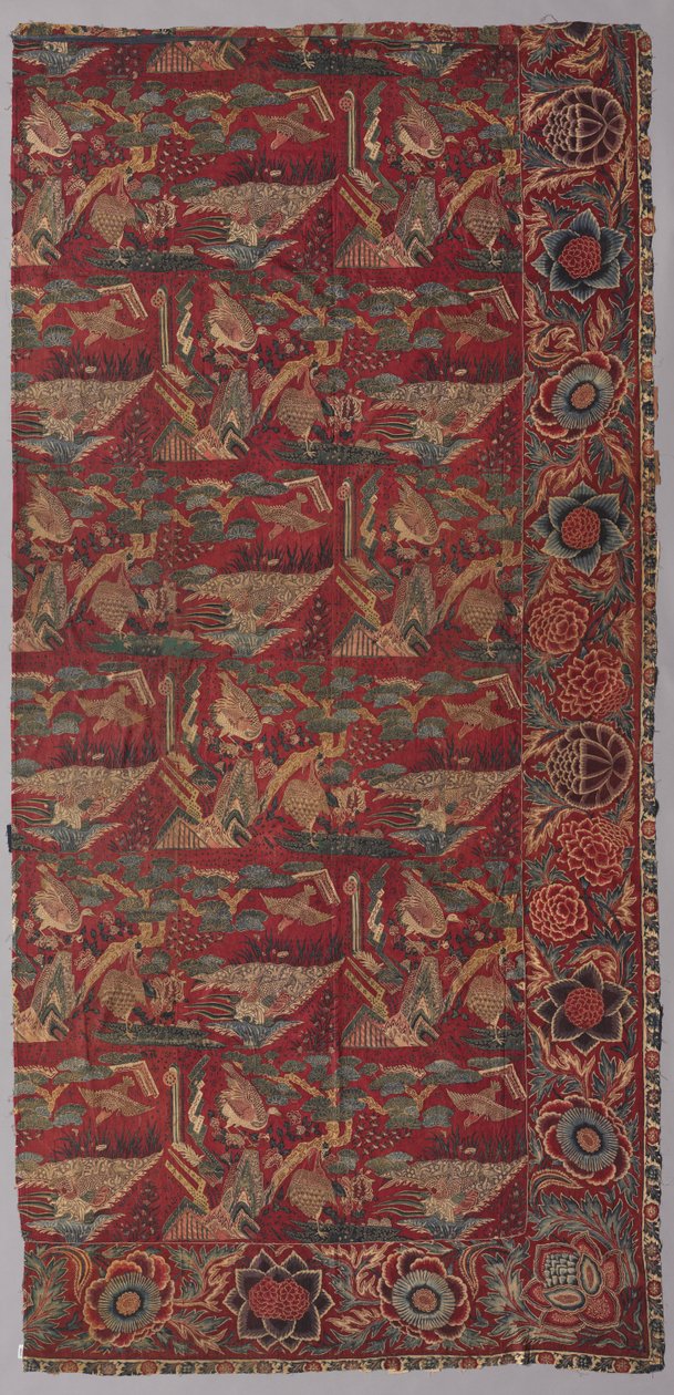 Chintz-Bettdecke oder Wandbehang mit japanisch inspiriertem Muster, rechte Hälfte von Unknown artist