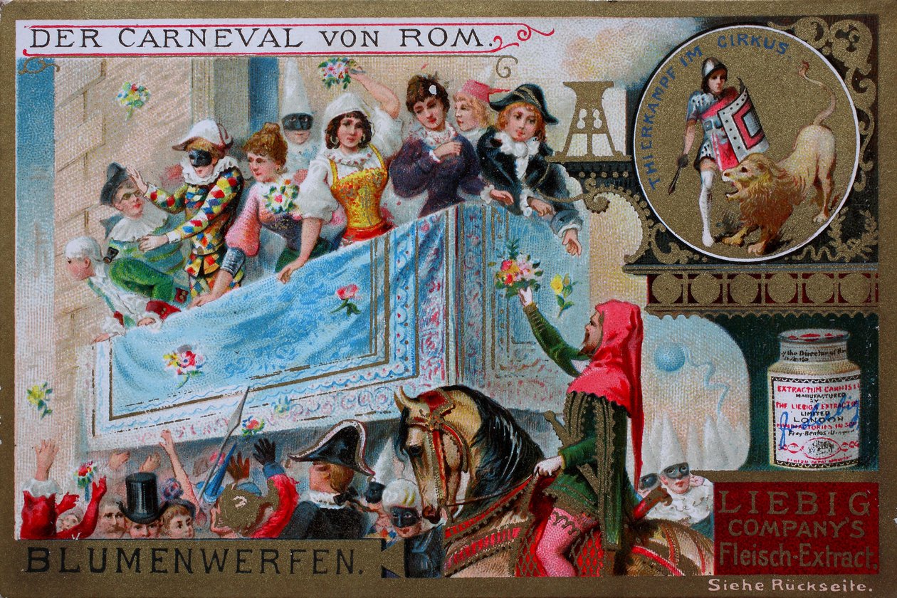 Sammlerbilderserie Der Karneval von Rom, Blumenwerfen von Unknown artist