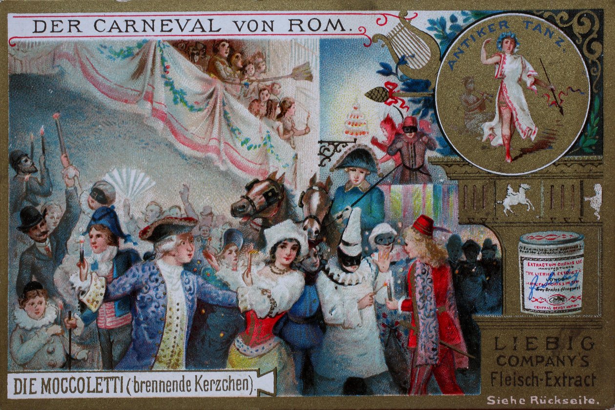 Sammlerbilderserie Der Karneval von Rom, die Moccoletti, brennende Kerzen von Unknown artist