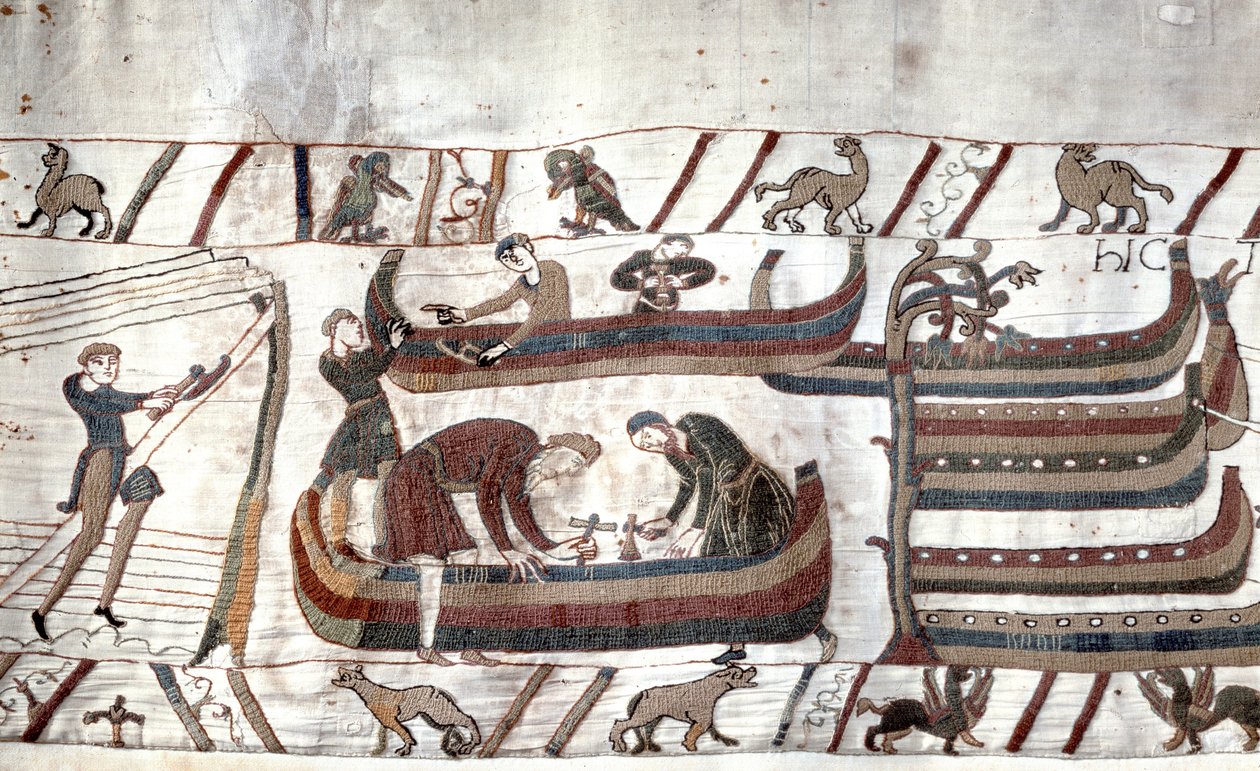 Schiffbau auf Befehl von Wilhelm - Bayeux-Tapete, bekannt als Stickerei der Königin Mathilde von Unknown artist