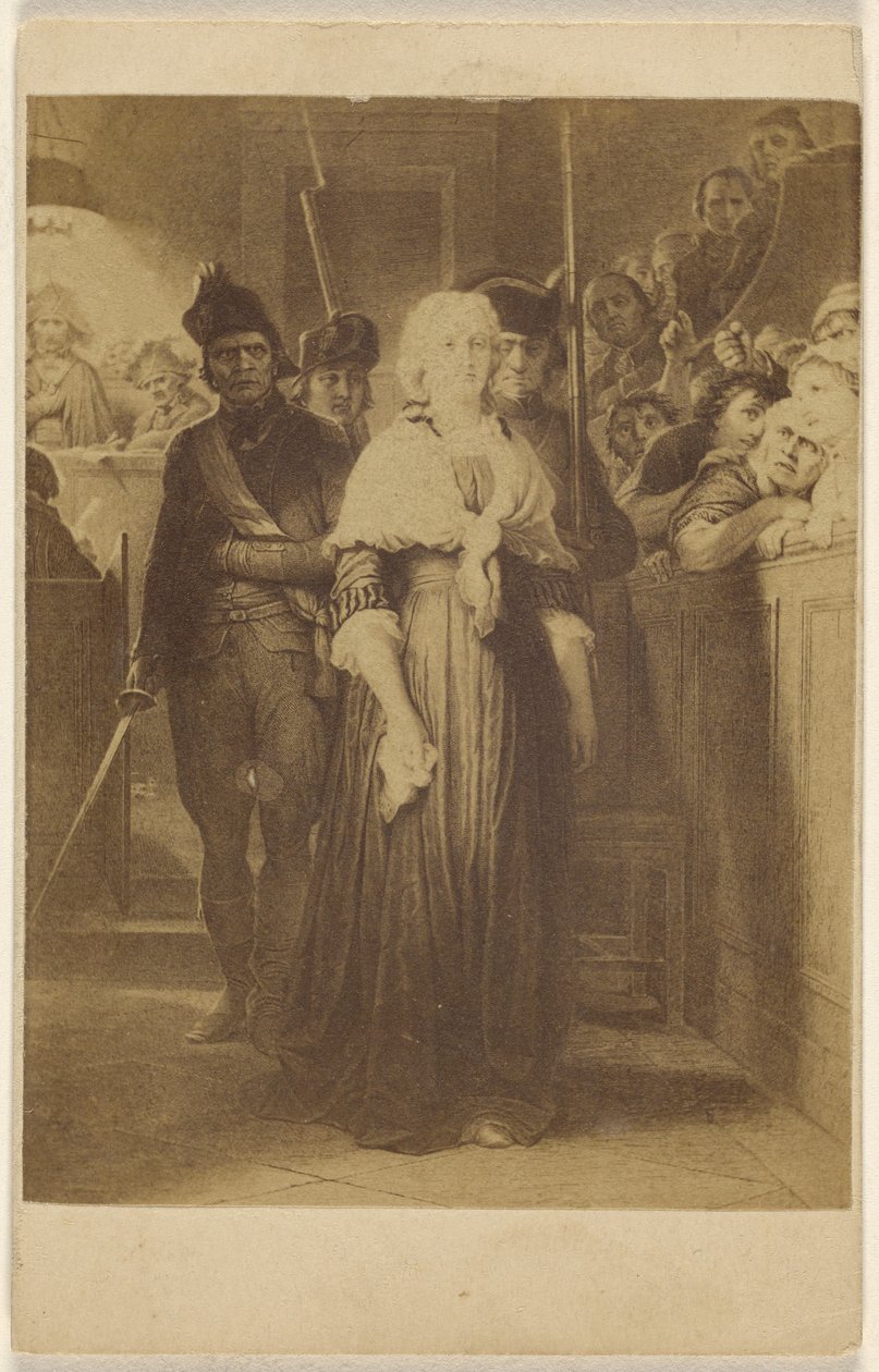Kopie eines unbekannten Gemäldes: Frauen werden von Männern mit Gewehren und Schwertern in einen Gerichtssaal geführt von Unknown artist