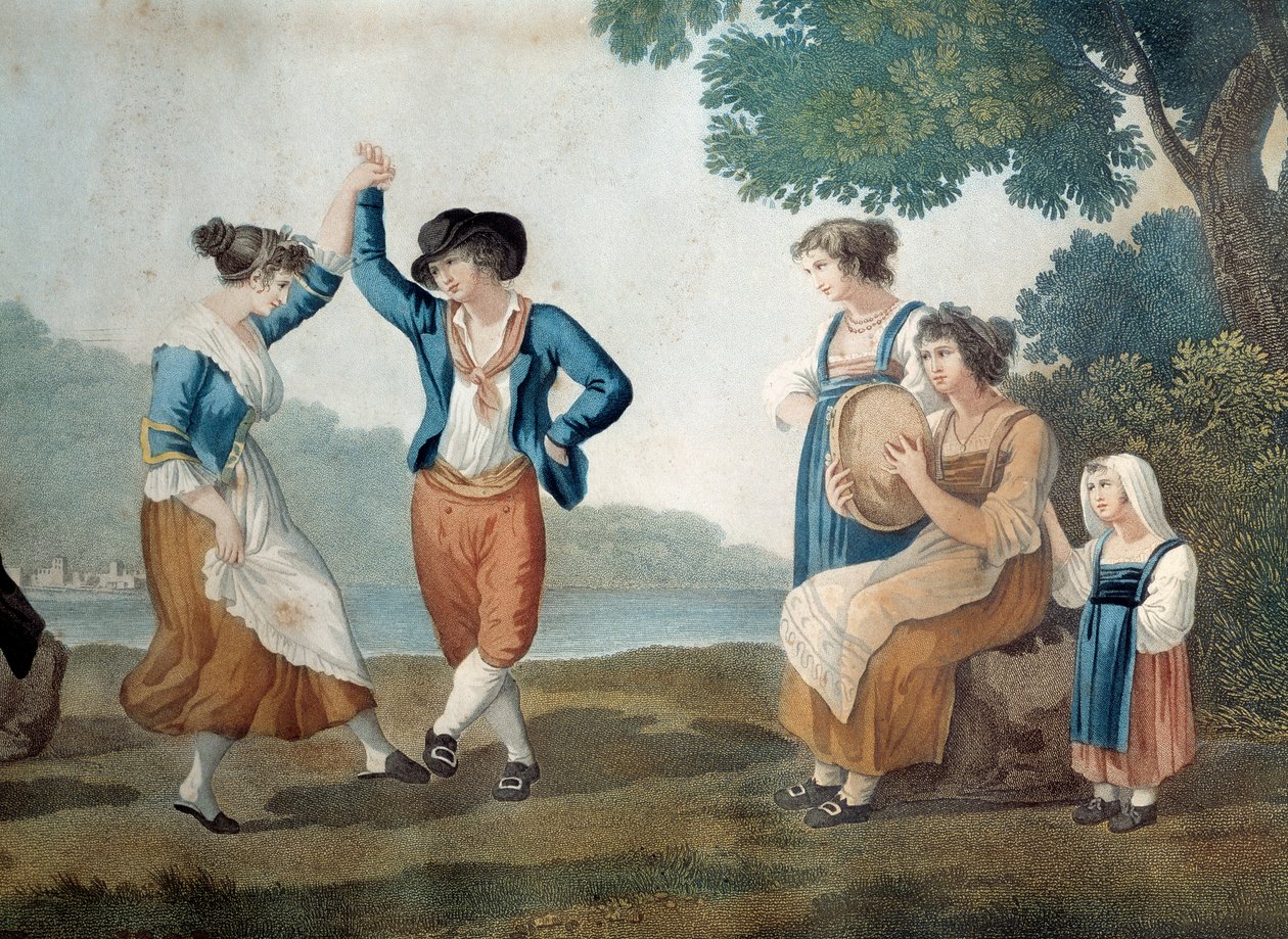 Tänzer in Frascati bei Rom, Italien. Anonymes Gemälde von Unknown artist