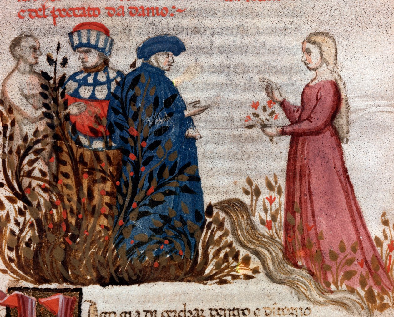 Dante trifft Matelda (Gesang 28 aus dem Fegefeuer, in der Göttlichen Komödie) von Unknown artist